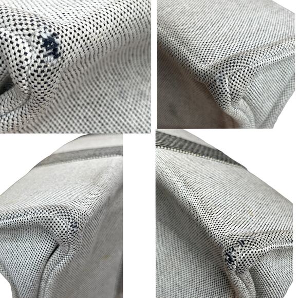 Hermès Canvas Fourre Tout MM Tote Bag Gray Stripe Web Handles Large Authentic - Picture 16 of 16